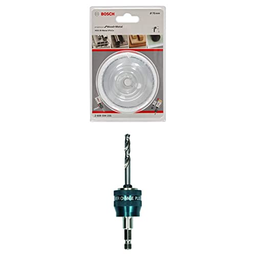 Bosch Professional Lochsäge Progressor for Wood & Metal (Holz und Metall, Ø 76 mm) + 1x Power Change Plus Adapter (Aufnahme 3/8“ Sechskant, inkl. HSS-G Bohrer 7.15 x 85 mm) von Bosch Accessories