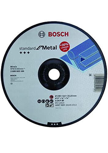 Bosch Accessories Professional 1x Standard for Metal Schleifscheibe (für Metall, Ø 230 x 6 x 22,23 mm, Gekröpft, Zubehör Winkelschleifer) von Bosch Professional