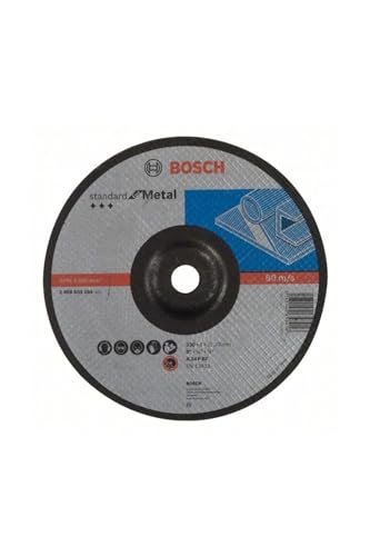 Bosch Accessories Professional 1x Standard for Metal Schleifscheibe (für Metall, Ø 230 x 6 x 22,23 mm, Gekröpft, Zubehör Winkelschleifer) von Bosch Professional