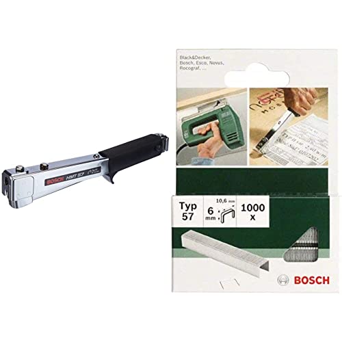 Bosch Professional Zubehör 0603038003 Hammertacker HMT 57 & Bosch 2609255846 DIY Klammern Typ 57 10.6 x 1.25 x 8 mm von Bosch Accessories