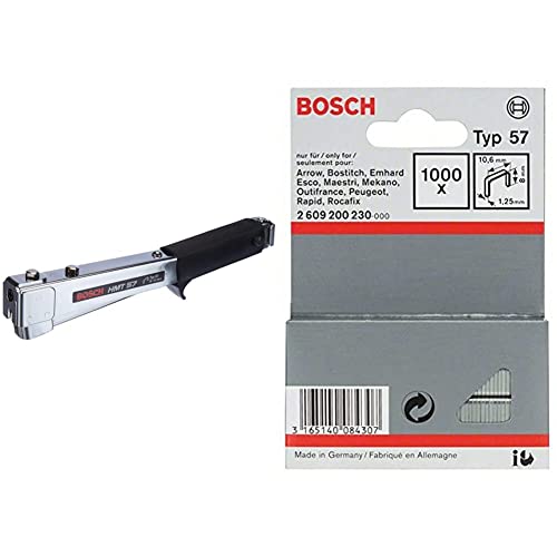 Bosch Professional Zubehör 0603038003 Hammertacker HMT 57 & Bosch Professional 2609200230 1000 Tackerklammern 8/10,6 mm Typ57 von Bosch Accessories