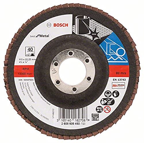 Bosch Professional ProfessionalFächerschleifscheibe (für Winkelschleifer verschiedene Materialien, Ø 115 mm, Körnung 40) von Bosch Professional