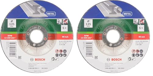 Bosch Trennscheibe (für Metall, Passend zu handgeführten Winkelschleifern mit einem Durchmesser der Trennscheiben von 125 mm, Zubehör Winkelschleifer) (5 Stück) 2er Pack von Bosch Accessories