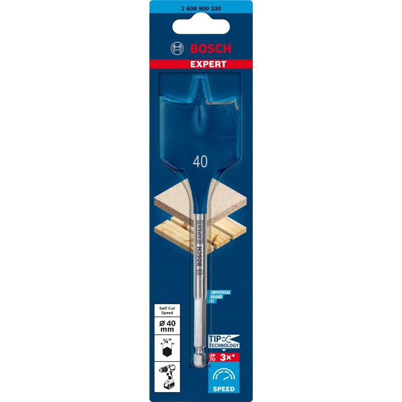Bosch Expert Selfcut Flachfräsbohrer für Holz Ø 40 mm x 152 mm von Bosch Expert