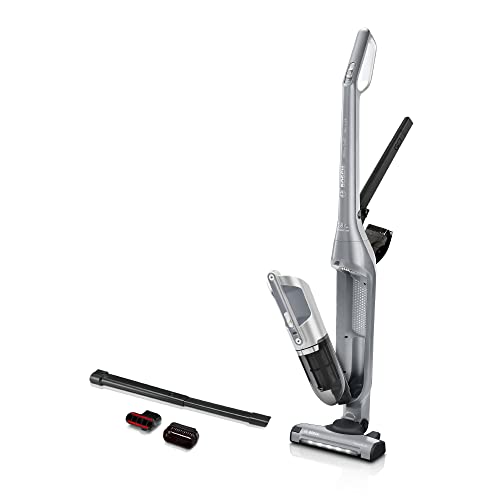 Bosch Hausgeräte Akku-Staubsauger Flexxo 2 in 1 Serie 4 BBH3K2801, kabelloser Handstaubsauger, beutellos, hohe Saugleistung, Lange Laufzeit, Düse mit LED Beleuchtung, alle Bodenarten, Silber von Bosch Hausgeräte
