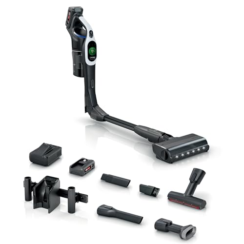 Bosch Akku-Staubsauger Unlimited 10 BTS1042WAC, kabellos, MicroClean Technology, TFT-Display, Staubkomprimierung, HEPA-Filtersystem, 10 J. Motorgarantie, 4 Ah Akku, LED-Licht, Schnellladegerät, weiß von Bosch Hausgeräte