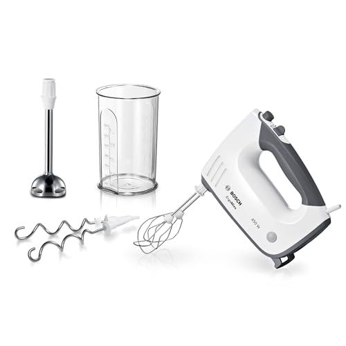 Bosch Handrührer ErgoMixx, MFQ37470, 750 W, Mixfuss, Edelstahl Rührwerkzeuge, 5 Stufen plus Turbotaste, weiss/grau von Bosch