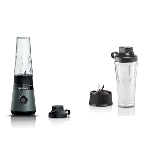 Bosch Hausgeräte Mini-Standmixer VitaPower Serie 2 MMB2111S,Mini-Highspeed-Mixer & Set ToGo-Flasche MMZBTK1B, Smoothie-ToGo-Flasche 0,6 L von Bosch Hausgeräte