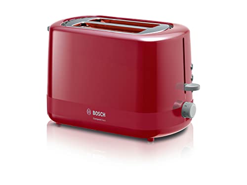 Bosch Kompakt Toaster CompactClass TAT3A114, integrierter Brötchenaufsatz, mit Abschaltautomatik, mit Auftaufunktion, perfekt für 2 Scheiben Toast, Liftfunktion, 800 W, rot von Bosch Hausgeräte
