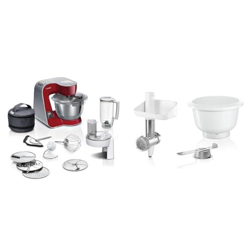 Bosch Küchenmaschine Serie 4 MUM5X720, integrierte Waage & BakingSensation MUZ5BS1, Fleischwolf, Kunststoffschüssel von Bosch Hausgeräte