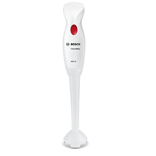 Bosch Hausgeräte Stabmixer CleverMixx MSM14000, Abnehmbarer Mixfuß, Ergonomischer Griff, leichtes Gehäuse, 4-Klingen-Messer, einfache Reinigung, 400 W, weiß/rot von Bosch Hausgeräte