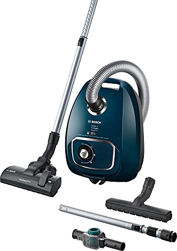 Bosch Staubsauger mit Beutel Cosyy'y ProFamily Serie 4 BGLS4A444, Bodenstaubsauger, ideal für Allergiker, Hygiene-Filter, für Parkett, Teppich, Fliesen, langes Kabel, 700 W, blau von Bosch Hausgeräte