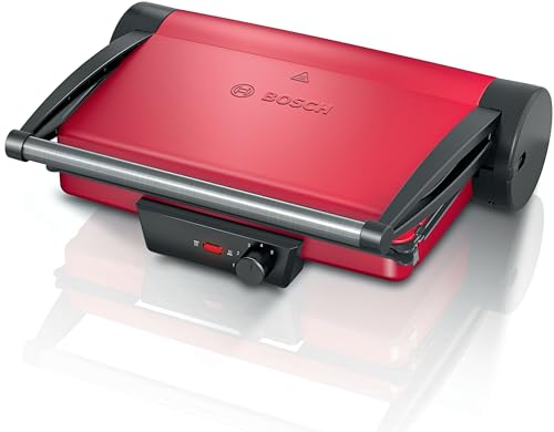 Bosch Tischgrill TCG4104, 3-in1-Kontaktgrill, Stufenloses Thermostat, Fettablaufrinne, Herausnehmbare Aluminium-Grillplatten, einfache Reinigung, 2000 W, rot Bosch Tischgrill TCG4104, 3-in1-Kontaktgrill, Stufenloses Thermostat, Fettablaufrinne, Herausnehmbare Aluminium-Grillplatten, einfache Reinigung, 2000 W, rot von Bosch Hausgeräte