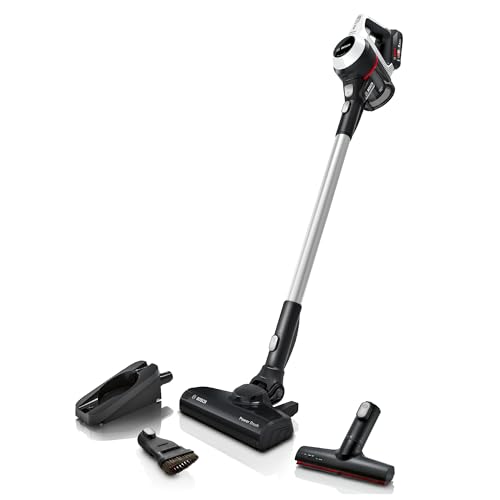Bosch Akku-Staubsauger Unlimited 6 BCS611AM, kabelloser Handstaubsauger, beutellos, leicht, Hygiene-Filter, 10 Jahre Motorgarantie, hohe Saugleistung, Lange Laufzeit, alle Bodenarten, weiß von Bosch Hausgeräte