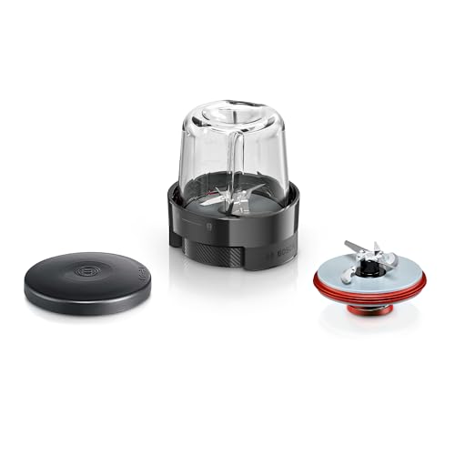 Bosch Zubehör MUZS68CG, Universalzerkleinerer Set, Zerkleinern von Eiswürfeln, Kaffeebohnen, zum Hacken von Gemüse, Obst, Fleisch, für Küchenmaschine Serie 6, Serie 8, schwarz/edelstahl von Bosch