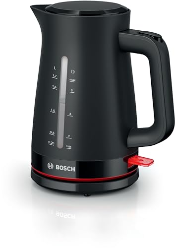 Bosch kabelloser Wasserkocher MyMoment TWK3M123, Abschaltautomatik, Überhitzungsschutz, Tassenanzeige, beidseitige Wasserstandsanzeige, entnehmbarer Kalkfilter, 1,7 L, 2400 W, Schwarz matt von Bosch Hausgeräte