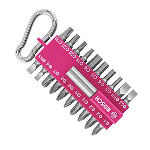 Bosch 21-tlgs. Schrauber Bit-Set mit Snap-Hook Pink (mit Universal-Bithalter, Karabiner, Zubehör für Akkuschrauber) von Bosch