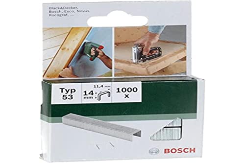 Bosch 1000x Klammer Typ 53 (Textilien/Gewebe, Teppich, Akustikplatten, Rasenteppich, 11.4 x 0.74 x 14 mm, Zubehör Tacker) von Bosch Accessories