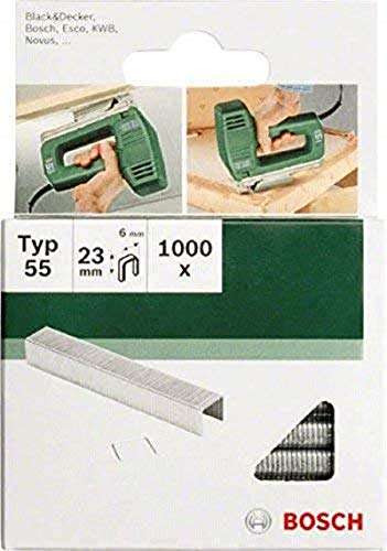 Bosch Accessories 1000x Klammer Typ 55 (Textilien/Gewebe, Teppich, Akustikplatten, Rasenteppich, 6 x 1.08 x 23 mm, Zubehör Tacker) von Bosch Accessories