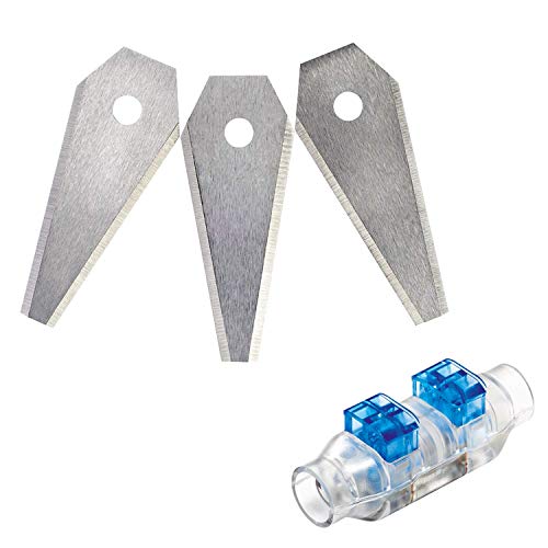 Bosch 3-tlg. Set Rasenmäher Messer (für Mähroboter Indego, Cutting blades 3x, im Karton) + Bosch 4 tlg. Kabelstecker (für Indego Rasenmäher) von Bosch Home and Garden