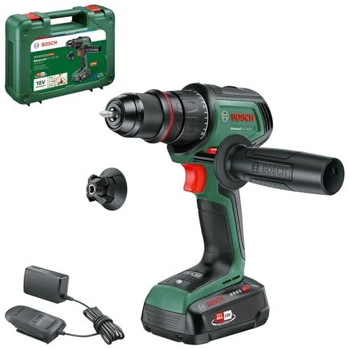 Bosch Akku-Bohrschrauber AdvancedDrill 18V-80 (zum Bohren und Schrauben; 18V System; 78 Nm; 13-mm-Metallbohrfutter; Magnetkappe; Zusatzhandgriff; mit Akku und Ladegerät) von Bosch Home and Garden