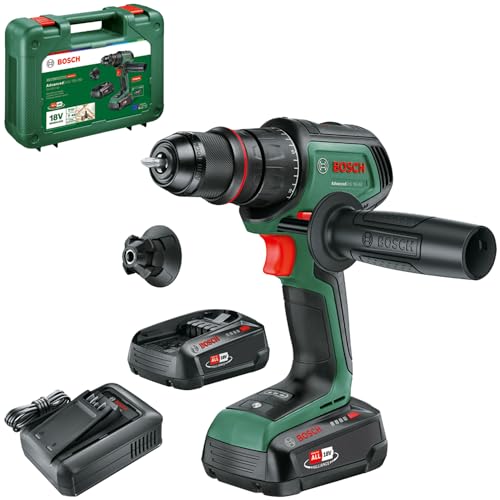 Bosch Akku-Bohrschrauber AdvancedDrill 18V-80 (zum Bohren und Schrauben; 18V System; 78 Nm; Metallbohrfutter; Magnetkappe; Zusatzhandgriff; mit zwei Akkus und Ladegerät) von Bosch Home and Garden