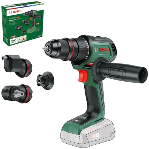 Bosch Akku-Bohrschrauber AdvancedDrill 18V-80 QuickSnap (zum Bohren und Schrauben; 18V; Metallbohrfutter; Magnetkappe; Exzenter- und Winkelaufsatz; Zusatzhandgriff; ohne Akku) von Bosch