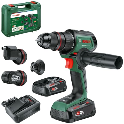 Bosch Akku-Bohrschrauber AdvancedDrill 18V-80 QuickSnap (zum Bohren und Schrauben; mit Winkel-, Exzenter- und Magnetaufsatz; Zusatzhandgriff; mit Akku und Ladegerät) von Bosch