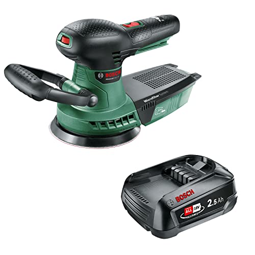 Bosch Akku Exzenterschleifer AdvancedOrbit 18 (ohne Akku, Schleifteller-Ø 125 mm, 18 Volt System, im Karton) + Bosch Starter-Set 18V (2.5 Ah Akku, 18 Volt System, Ladegerät, im Karton) von Bosch