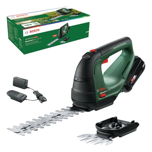 Bosch Akku Grasschere AdvancedShear 18V-10 (1 Akku 2,0 Ah, 18-Volt-System, schneidet bis zu 85 m² pro Akkuladung, mit Strauch- und Grasscherenmesser, im Karton) von Bosch
