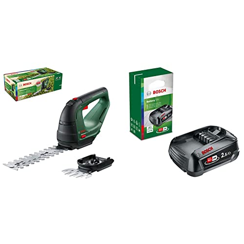 Bosch Akku Grasschere AdvancedShear 18V-10 (ohne Akku, 18-Volt-System, schneidet bis zu 85 m² pro Akkuladung, im Karton) & Akku PBA 18V 2.5Ah (18 Volt System, 2.5Ah Akku, im Karton) von Bosch