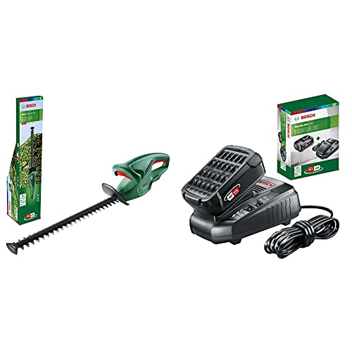 Bosch Akku Heckenschere EasyHedgeCut 18-45 (ohne Akku, 18-Volt-System, Messerlänge 45 cm, im Karton) & Starter-Set 18V (2.5 Ah Akku, 18 Volt System, Ladegerät, im Karton) von Bosch Home and Garden