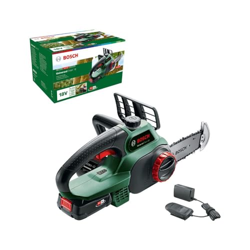 Bosch Akku Kettensäge Universalchain 18 (Grün, 1 Akku, 18 Volt System, im Karton) von Bosch Home and Garden