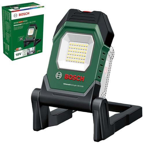 Bosch Akku- LED-Arbeitsleuchte/Baustellenlampe/mobiler Strahler UniversalWorkLight 18V-2100 (max. 2100 Lumen, 3 Helligkeitsstufen, Kopf mit 10 Klapppositionen; ohne Akku) SKU:‎ 06039A1300 von Bosch Home and Garden