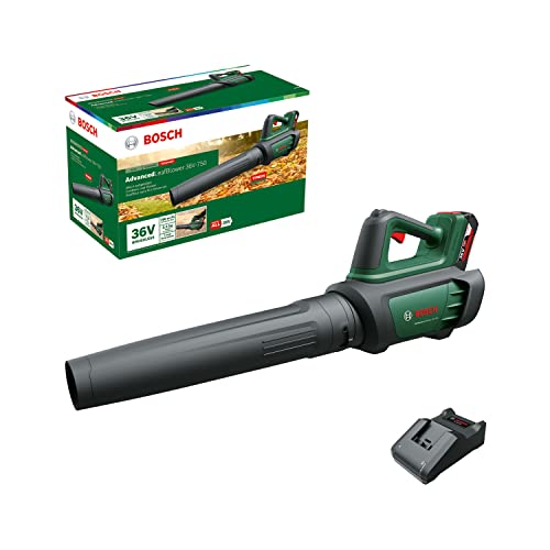 Bosch Akku-Laubbläser AdvancedLeafBlower 36V-750 (1x 2.0 Ah Akku, 36 Volt System, zum Entfernen hartnäckiger Blätter auf großen Flächen, geringes Gewicht: 2,8 kg, im Karton) von Bosch