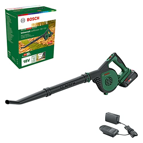 Bosch Akku-Laubbläser UniversalLeafBlower 18V-130 (Für schnelles und einfaches Säubern im Außenbereich; 18 Volt System; 1x 2,5-Ah-Akku und Ladegerät) von Bosch