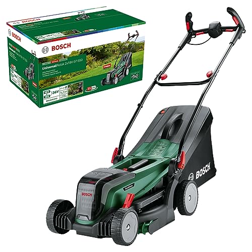 Bosch Akku-Rasenmäher UniversalRotak 2x18V-37-550 (bis zu 500 m2; 18 Volt System; Schnittbreite: 37 cm; ohne Akku und Ladegerät) von Bosch Home and Garden