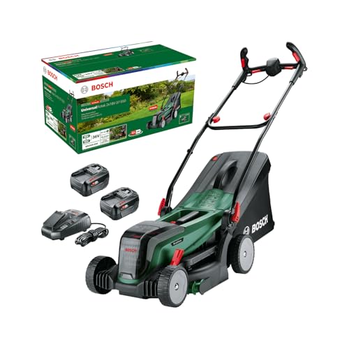 Bosch Akku-Rasenmäher UniversalRotak 2x18V-37-550 (bis zu 500 m2 mit 2X 4,0 Ah Akku und Ladegerät; 18 Volt System; Schnittbreite: 37 cm) von Bosch Home and Garden