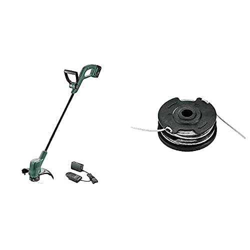 Bosch Akku Rasentrimmer EasyGrassCut 18-230 (1x Akku, 18 Volt System, Schnittkreisdurchmesser 23 cm, im Karton) & Home and Garden F016800351 Ersatz-Trimmerfaden, schwarz von Bosch Home and Garden