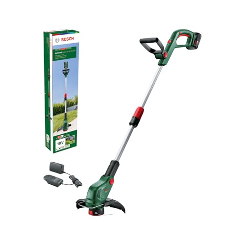 Bosch Akku-Rasentrimmer UniversalGrassCut 18V-26-500 (zum Rasentrimmen und Kantenschneiden; Ladezeit: 65 min; Schnittkreisdurchmesser: 26 cm; 18-Volt-System; mit 2.0 Ah-Akku und Ladegerät) von Bosch