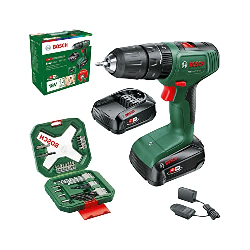 Bosch Home and Garden Akku Schlagbohrschrauber EasyImpact 18V-40 (2x Akku 2,0 Ah, 18 Volt System, mit 34-tlg. Schraubendreher- und Bohrer-Set für Holz, Stein und Metall, im Karton) von Bosch Home and Garden