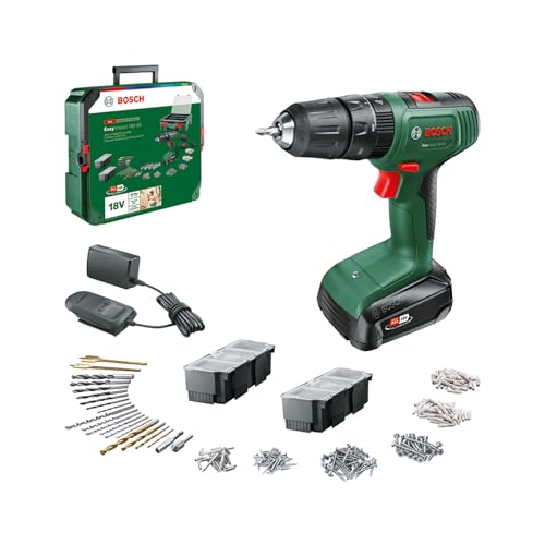 Bosch Akku Schlagbohrschrauber EasyImpact 18V-40 (Schrauben, Bohren in Holz, Metall und Kunststoff; Schlagbohren in Mauerwerk; 241-teiliges Bit-Set; 1 Akku 1,5Ah; 18 Volt System; in SystemBox) von Bosch Home and Garden