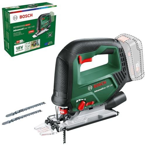 Bosch Akku-Stichsäge AdvancedSaw 18V-140 (Pendelhub, bürstenloser Motor, Schnitttiefe Holz/Stahl/Alu 140 mm / 10 mm / 20 mm, 3 × Sägeblätter, 18-Volt-System, ohne Akku und Ladegerät, im Karton) von Bosch Home and Garden