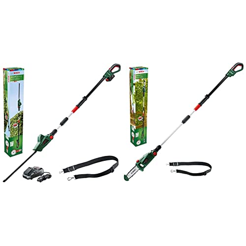 Bosch Akku Teleskop Heckenschere UniversalHedgePole 18 (1 Akku, 18 Volt System, im Karton) & Akku Hochentaster UniversalChainPole 18 (ohne Akku, Karton, 18 Volt System) von Bosch Home and Garden