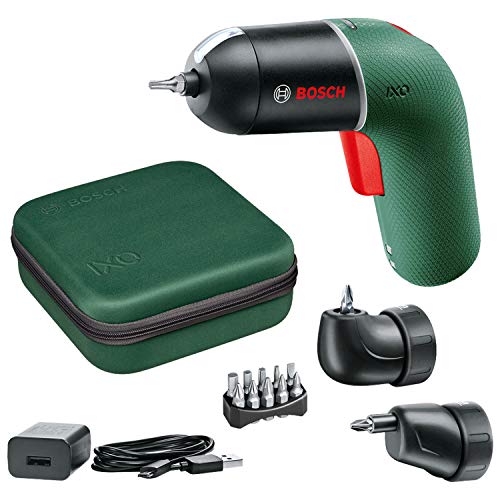 Bosch Akkuschrauber IXO Set (6. Generation, grün, mit IXO-Winkel- und IXO-Exzenteraufsätzen, variable Drehzahlsteuerung, über Mikro-USB-Kabel aufladbar, in Tasche) von Bosch Home and Garden