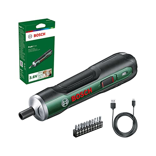 Bosch Home and Garden Bosch Akkuschrauber PushDrive Starter Set (3,6V; 1,5Ah; 5,0 Nm; 10x Schraubendreher-Bits; mit Mikro-USB-Kabel; im Karton) von Bosch Home and Garden