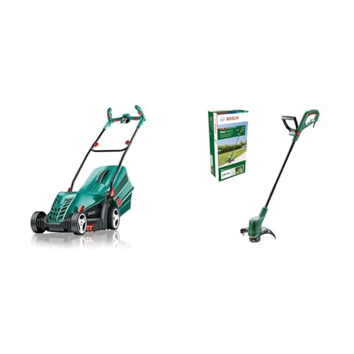 Bosch Elektro Rasenmäher ARM 34 (1300 W, Schnittbreite: 34 cm, im Karton) & Bosch Elektro-Rasentrimmer EasyGrassCut 23 (280 Watt, Schnittkreisdurchmesser 23 cm, im Karton) von Bosch Home and Garden