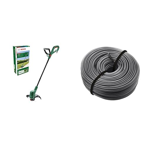 Bosch Elektro-Rasentrimmer EasyGrassCut 23 (280 Watt, Schnittkreisdurchmesser 23 cm, im Karton) & Trimmerfaden zum Auffüllen Aller Aktuellen Trimmerspulen﻿﻿ (24 m × 1.6 mm, 1 Stück) F016800462, Grau von Bosch Home and Garden