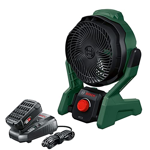 Bosch Home and Garden Akku-Ventilator UniversalFan 18V-1000 + Bosch Akku PBA 18V 2.5Ah (18 Volt System, 2.5Ah Akku, im Karton) von Bosch Home and Garden