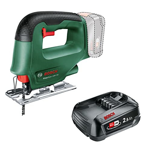 Bosch Akku Stichsäge EasySaw 18V-70 (ohne Akku, 18 Volt System, 1x Stichsägeblatt, im Karton) + Bosch Akku PBA 18V 2.5Ah (18 Volt System, 2.5Ah Akku, im Karton) von Bosch Home and Garden